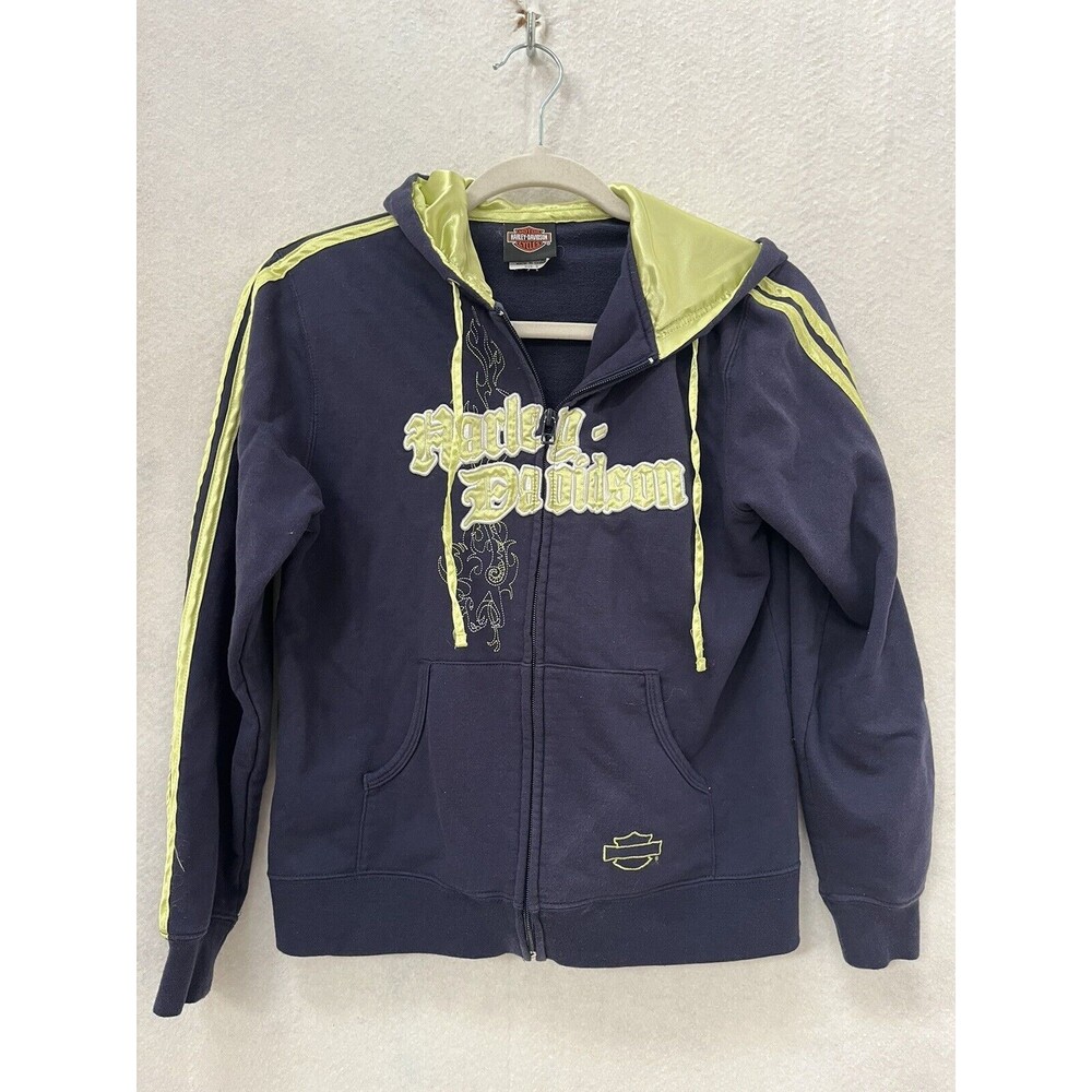 Harley-Davidson Hoodie Womens Small Navy Full Zip Large Embroidery Rocklin